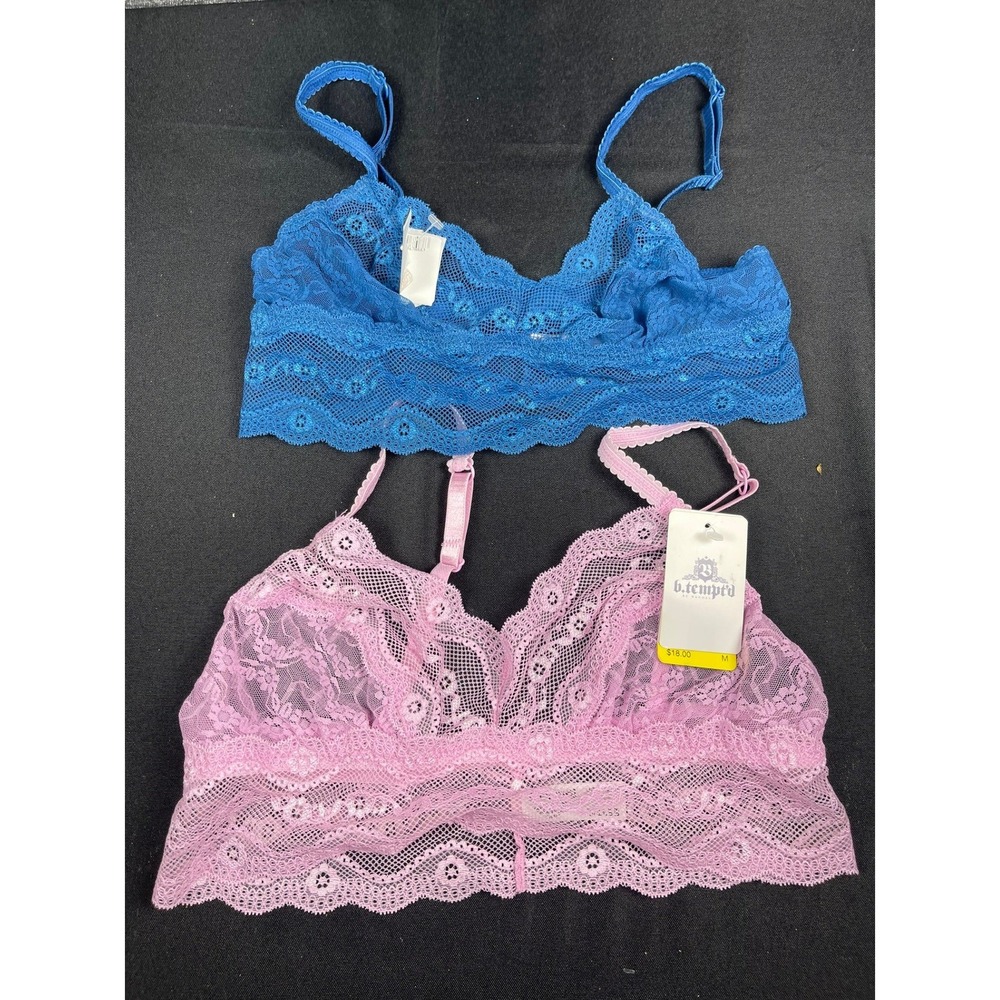 B.tempt'd by Wacoal Lace Bralette Set 2pk Blue Pink Small‎ Medium 910182